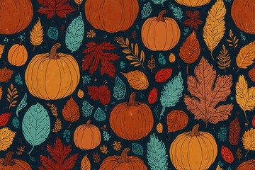 Autumn and thanksgiving set of semaless patterns. Fall patterns collection with doodles for wallpaper, wrapping paper, scrapbooking, backgrounds, packaging, textile prints