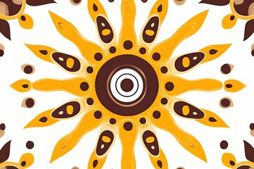 Wall Mural - yellow and brown decorative pattern in the shape of sun