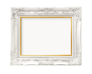 Canvas Print - Vintage white frame  png sticker, transparent background