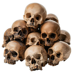 Sticker - pile of human skulls isolated on transparent background 