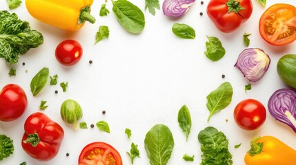 Fresh vegetables background, white background