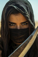 Wall Mural - female desert fighter with knives