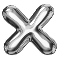 Poster - X alphabet png sticker, 3D chrome metallic balloon design, transparent background