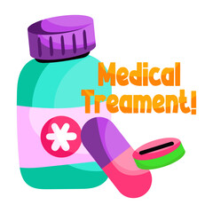 Canvas Print - A unique design sticker of drugs bottle, medical treatment vector

