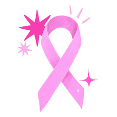 Poster - Pink ribbon png, cancer awareness illustration, transparent background