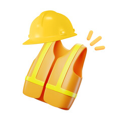 Wall Mural - PNG 3D safety vest helmet, element illustration, transparent background