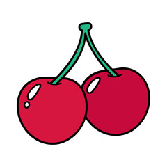 Sticker - Cherry fruit png food, line art illustration, transparent background