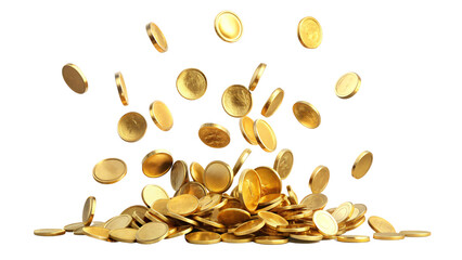 Golden coins of wealth scatter like autumn leaves, a cascading harvest of financial growth