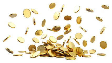 Golden coins of wealth scatter like autumn leaves, a cascading harvest of financial growth