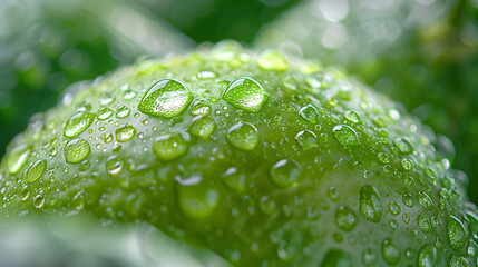 Wall Mural - lime fruit with water droplets on its smooth green skin, isolated on a white background