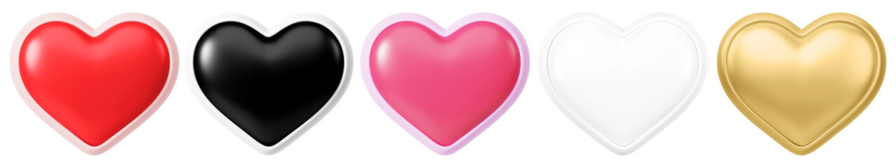 Sticker - 3d of colorful heart png element set on transparent background