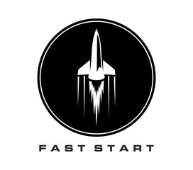 Wall Mural - spaceship, space rocket icon. isolated vector monochrome fast start emblem for business startup, tec
