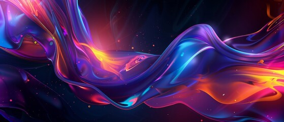 Poster - Colorful abstract background with liquid paint waves 