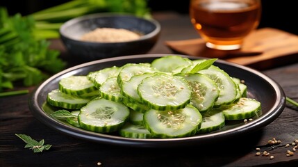 Canvas Print - salad with cucumber and cucumbers