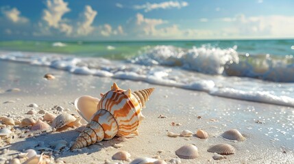 Canvas Print - Imagine the joy of finding seashells and beach treasures, each one a unique piece of nature's art, as you stroll along the shoreline.