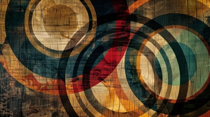 Wall Mural - Circles on wood