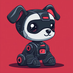 Wall Mural - Futuristic Pet: Cute Dog Robot Machine Character - Flat Vector Design for Tech Company Mascots and Logos