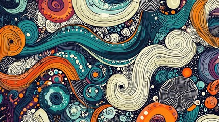 Fototapete - A dynamic arrangement of colorful swirls and patterns captures the essence of artistic creativity with intricate details throughout the vibrant composition