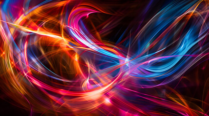 Wall Mural - A swirling mass of blue and orange sparks with a purple hue.