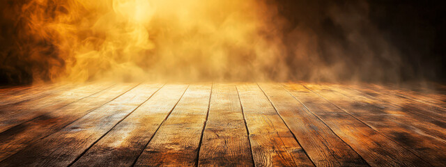 Wall Mural - A wood floor with smoke in the background