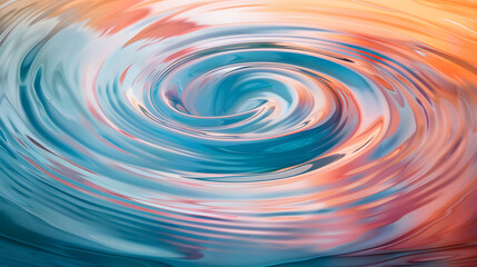 Wall Mural - A swirl of water with a blue and orange tint. The water is moving in a spiral pattern