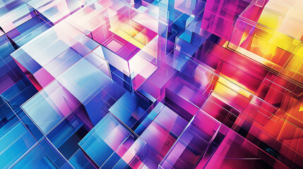Wall Mural - vibrant cubo-futurism style abstract background with dynamic shapes and colors