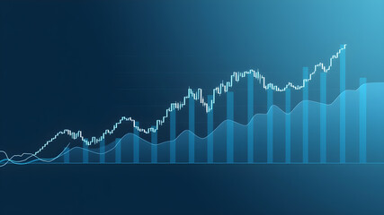 Blue money business graph finance chart diagram on economy 3d coin background with growth financial data concept or investment market profit bar and success market stock technology. Generative AI