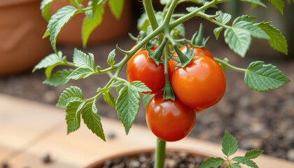 Wall Mural - Ripe Tomatoes On The Vine.