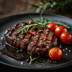 Poster - Grilled Steak with Tomatoes and Herbs