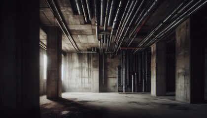 Wall Mural - Interior of an industrial space with pipes