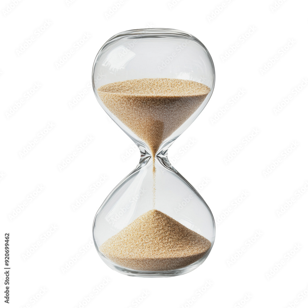 PNG Glass hourglass with sand in a quiet setting