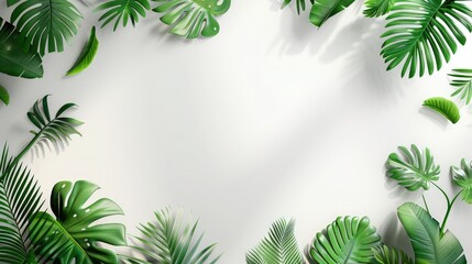 Wall Mural - Tropical Jungle Leaves Botanical Illustration