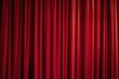 © ma - Red stage curtain background. Realistic red velvet curtains with soft light and shadows.