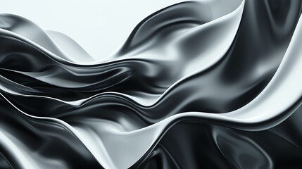 Wall Mural - A close up of flowing, silver fabric with soft folds.