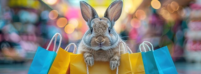 Wall Mural - A Bunny's Shopping Spree