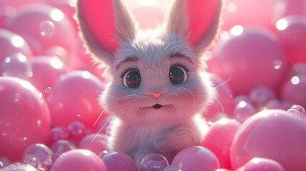 Poster - Cute Bunny in a Bubble Bath