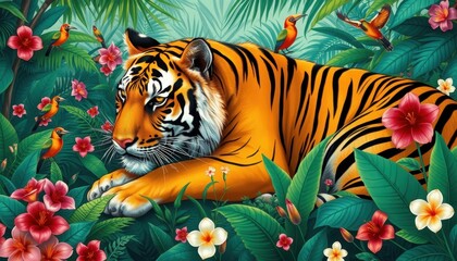 Wall Mural - Tiger in the Jungle.