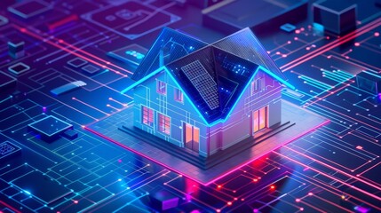 Sticker - Write about the role of artificial intelligence (AI) in optimizing energy management in a 3D-rendered house.