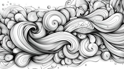 Aufkleber - A dynamic arrangement of swirling lines and shapes creates a captivating abstract illustration full of movement and elegance