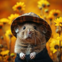 Canvas Print - Cute Hamster Wearing a Hat