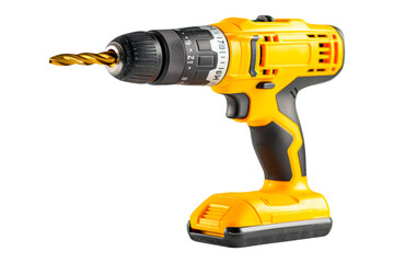 Yellow Cordless Drill with Drill Bit