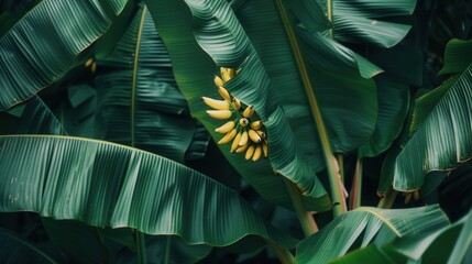 Seamless pattern background of fresh banana plant leaf