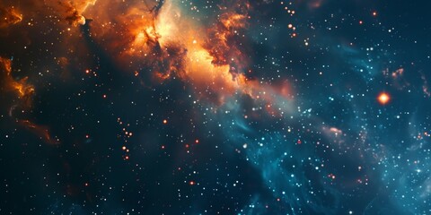 Cosmos Wallpaper with Orange and Blue Stars