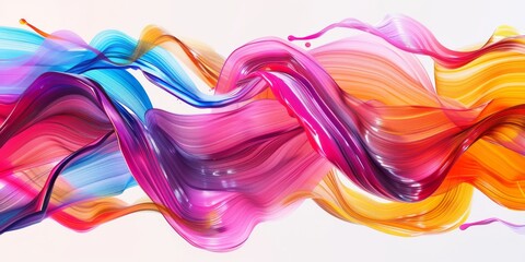 Wall Mural - vibrant, flowing waves of color in shades of pink, blue, and orange, showcasing artistic movement an