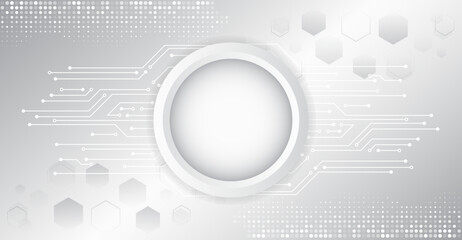 Wall Mural - abstract grey high tech background consisting of printed circuit board circles and other technologic