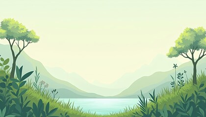 Poster -  Tranquil lakeside view perfect for nature lovers