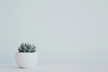 Aufkleber - A charming small succulent plant in a white pot, set against a soft, pale backdrop, showcasing minimalist elegance and calm with natural decor.