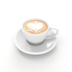 Wall Mural - Cup of cappuccino in 3D style on a white background
