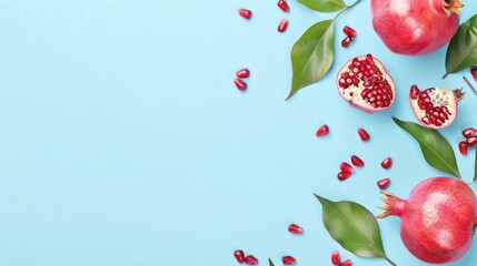 background template of pomegranate and seed grain for poster greeting card design