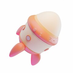 Wall Mural - rocket  in 3D style on a white background


